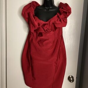 Fashion Nova Bold Belinda Bandage Red Ruffle Mini Dress 2X